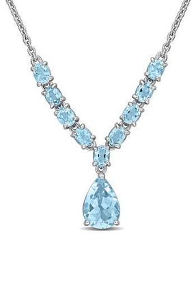 Delmar Sterling Silver Blue Topaz Pear Drop Necklace at Nordstrom Rack