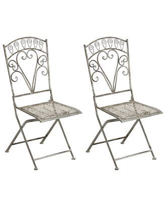 Beliani Conjunto de 2 sillas de jard&iacute;n plegable metal gris