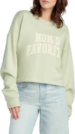 Favorite Daughter Moms Favorite French Terry Crop Graphic Sweatshirt in Light Sage/White at Nordstrom, Size X-Small