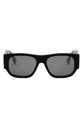 Fendi Diagonal 54mm Rectangular Sunglasses in Sblk/smk at Nordstrom