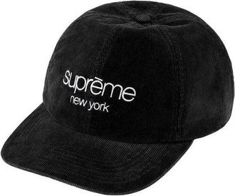 SUPREME GORE-TEX Corduroy Classic Logo 6-Panel Black White SUP-FW21-087