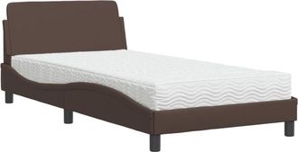 vidaXL Cama Con Colch&oacute;n Cuero Sint&eacute;tico Marr&oacute;n 100x200 Cm Vidaxl