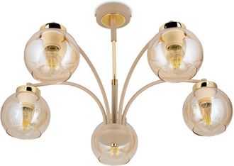 OEM L&aacute;mpara De Ara&ntilde;a Cris Beige Cristal 5xe27 60 Cm