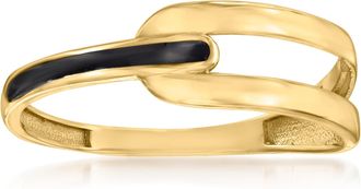 Canaria Canaria 10kt Yellow Gold Open-Space Ring With Black Enamel