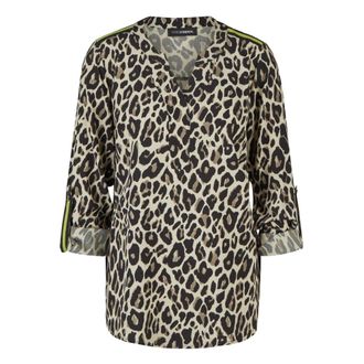 Doris Streich A-lijn Blouse met Luipaardprint - Dames - Blouses - Veelkleurig - 3XL - Overhemden