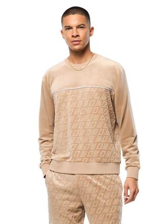 Sergio Tacchini Bandiera Debossed Velour Crewneck in Humus at Nordstrom, Size Xxx-Large