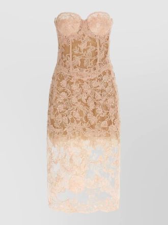 Ermanno Scervino strapless floral lace midi fitted dress