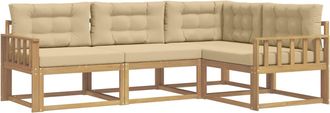 vidaXL Conjunto De Sof&aacute;s De Exterior 3 Uds. Y Beige Poli&eacute;ster Vidaxl