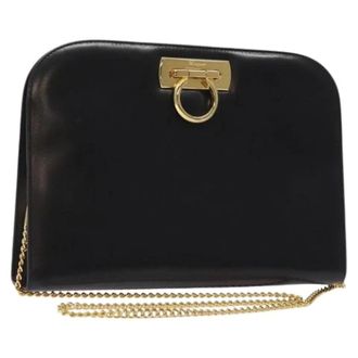 Ferragamo Pre-owned Clutches, female, Black, Size: ONE SIZE Pre-owned Leather Shoulder Bag