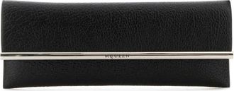 Alexander McQueen Black Leather Cross B-Long Clutch