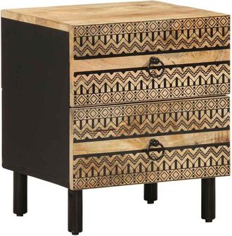 vidaXL Comodino Nero 40x33,5x46 cm in Legno Massello di Mango Grezzo - Vidaxl