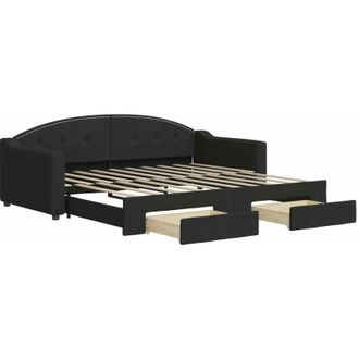 vidaXL Sof&aacute; Cama Nido Con Cajones Tela Negro 90x190 Cm Vidaxl