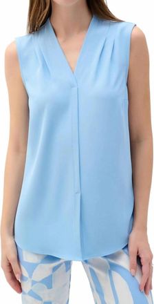 Joseph Ribkoff Pleated V-Neck Sleeveless Tunic Top In Sky Blue