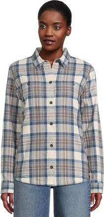 L.L.Bean Scotch Plaid Sherpa Lined Shirt Womens Clothing Indigo Tartan : XL