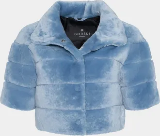 Gorski Horizontal Lamb Shearling Short-Sleeve Bolero Jacket