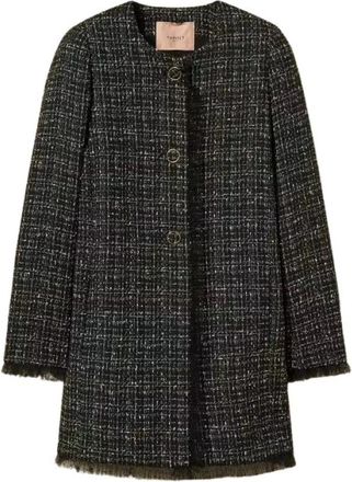 Twinset Boucl&eacute; Jas in Tulle Plumetis - Dames - Blazers - Zwart - M - Polyester - Jassen