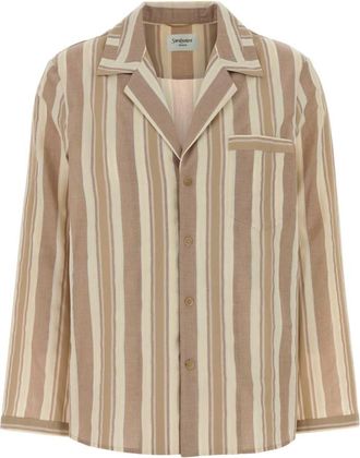 Saint Laurent Beige Regular Stripes Shirt