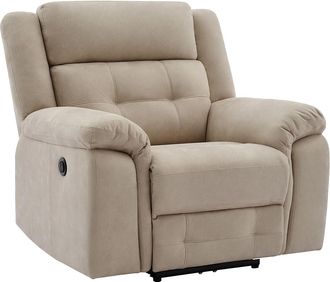 Vente-Unique Sill&oacute;n reclinable el&eacute;ctrico de microfibra beige ORTIANO