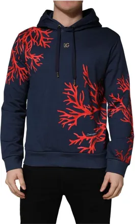 Dolce & Gabbana Hoodies & sweatvesten, Heren, Blauw, 3Xl, Katoen, Katoenen Hoodie met Logo