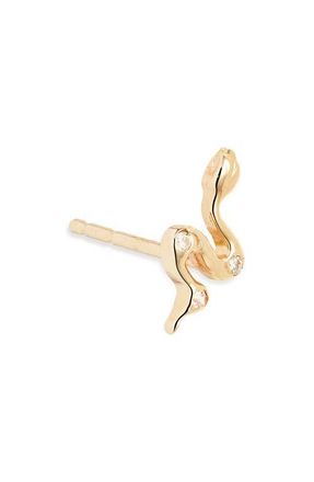 Anzie x Mel Soldera Single Snake Stud Earring in Yellow Gold/Diamond at Nordstrom
