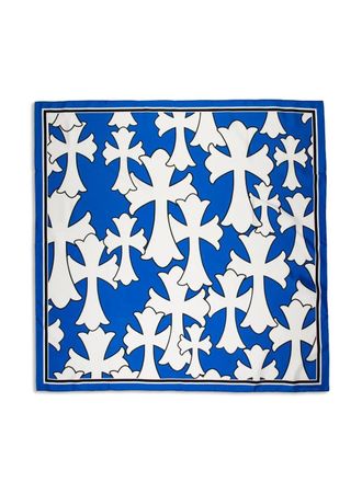 Chrome Hearts Foulard Cemetery in seta - Blu