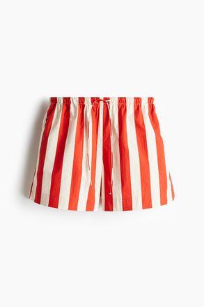 H&M Baumwollshorts mit Kordelzug - Rot/Gestreift
