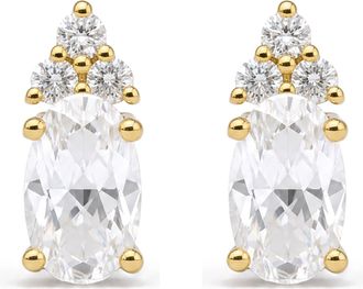House of Brilliance 10K Yellow Gold Birthstone and Diamond Trio Stud Earrings