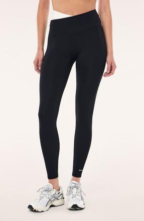 P.E Nation Wander Crossover Leggings in Black /Whisper White at Nordstrom, Size X-Large