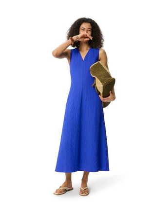 Whistles V-Neck Sleeveless Midi Dress in Blue at Nordstrom, Size 10