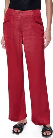 DKNY Contrast Stitch Straight Leg Pants in Rhythm Red at Nordstrom, Size 12