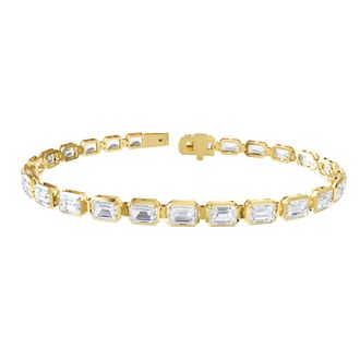 Diamond2Deal 14k Yellow Gold 10 Carat Radiant Cut Lab Grown Diamond fancy Tennis Bracelet 7