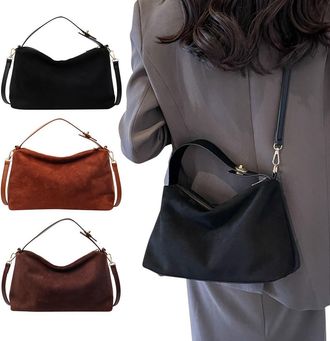 Generic Cymwer Women Suede Shoulder Bag Adjustable Strap Hobo Purse Zipper Handbag (Coffee)