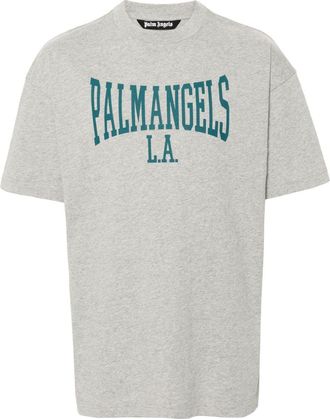 Palm Angels logo-print cotton T-shirt - men - Cotton - 3XL - Grey