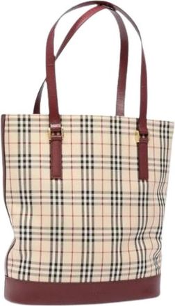 Burberry Tweedehands Canvas handtassen - Dames - Vintage Shopper - Beige - ONE Size - Leer - Vintage