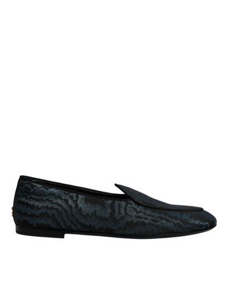 Dolce & Gabbana Blue Black Flats Men Loafers Dress Mens Shoes