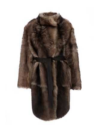 Yves Salomon Brown Turtle Neck Shearling Jacket