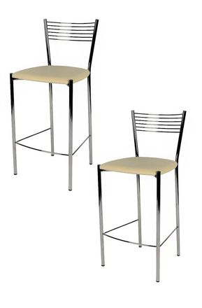 Tommychairs Tommychairs 2 Taburetes Elegance Acero Cromado Asiento Polipiel Marfil