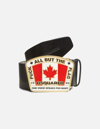Dsquared2 Mens Maple Leaf Buckle Belt Black - Size: 95