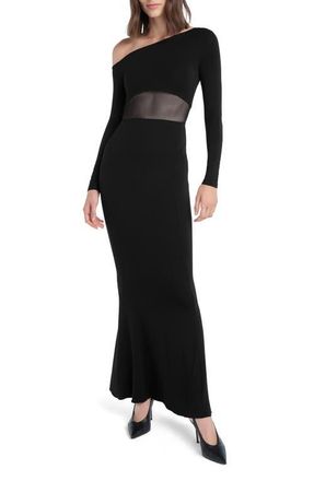 Favorite Daughter The Hold Me Asymmetric Long Sleeve Dress in Black at Nordstrom, Size X-Large