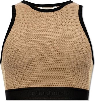 Palm Angels Gebreide Top - Dames - Tops zonder mouwen - Beige - M - Katoen - Tops