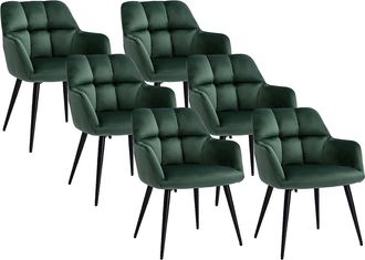 Pascal Morabito Conjunto de 6 sillas PEGA - Con reposabrazos - Terciopelo y metal - Verde
