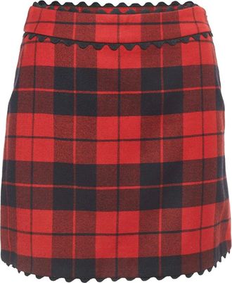 Moschino scalloped plaid skirt - Red