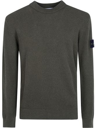 Stone Island Sweater Military Green Melange Round Neck