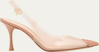 Gianvito Rossi Plexi Patent Leather Cap-Toe Slingback Pumps