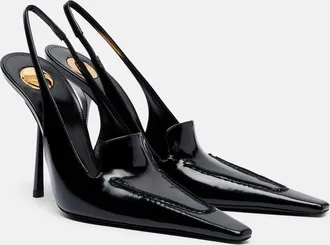 Saint Laurent Voltaire glazed leather slingback pumps