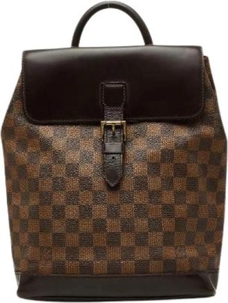 Louis Vuitton Pre-owned Soho Damier Backpack - Dames - Vintage Rugzakken - Bruin - ONE Size - Leer - Vintage