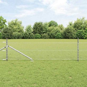 vidaXL Vidaxl - Reja Con Postes Plateado 0.5 X 100 M Acero Recubierto De Pvc