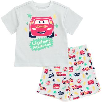Disney Pixar 2-Piece T-Shirt and Shorts Set in Mcqueen Light Grey at Nordstrom, Size 6-9M