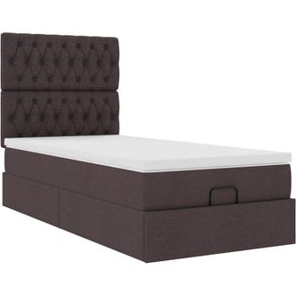vidaXL Cama Otomana Con Colch&oacute;n Marr&oacute;n Oscuro 100x200 Cm Tela Vidaxl