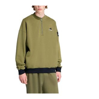 adidas EQT Blocked Half-Zip Hoodie - Heren - Sportshirts - Groen - M - Katoen - Fitness